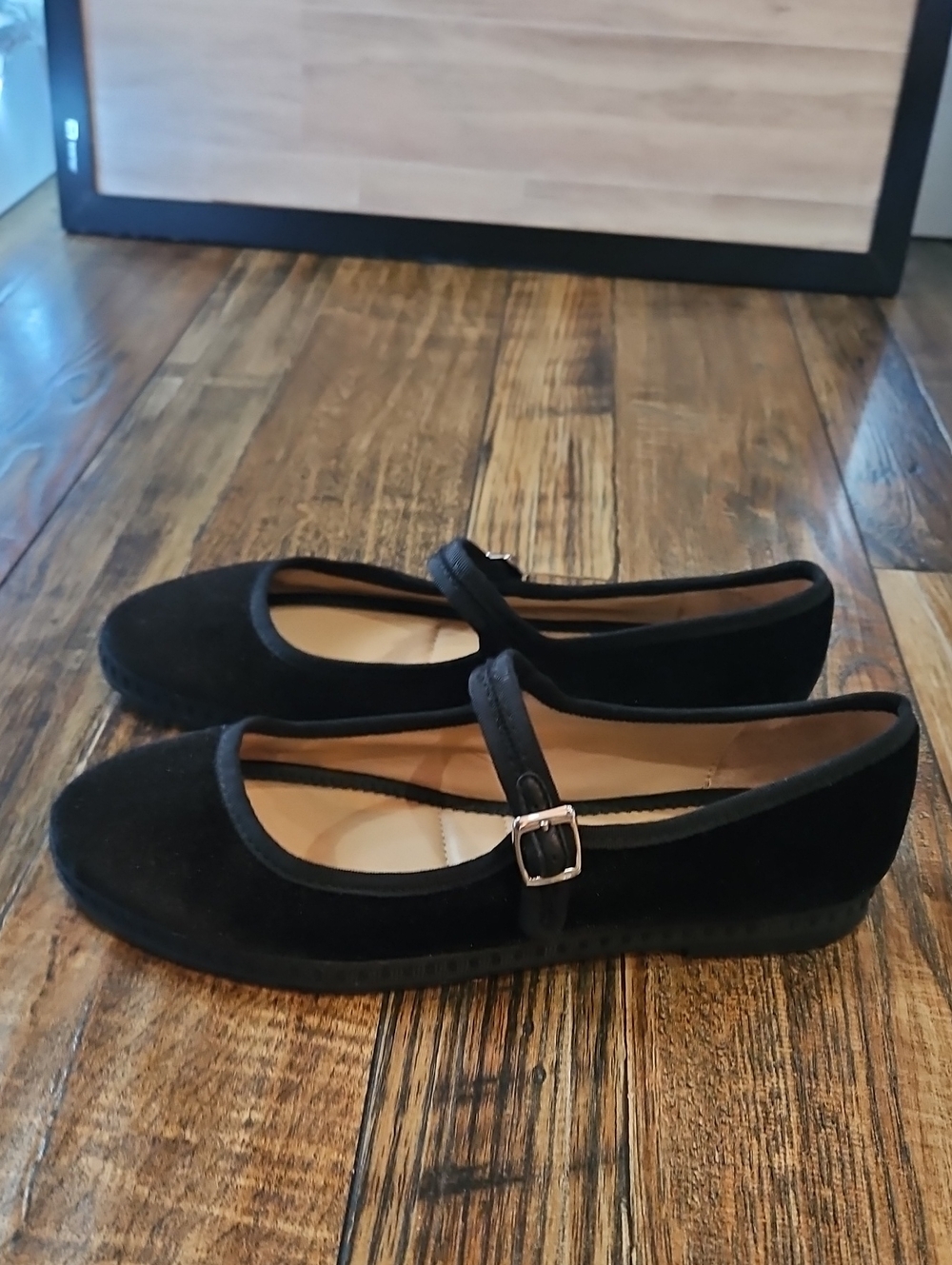 Rachael Zoe Velvety Soft Classic Black Mary Jane Flats with Buckle Strap